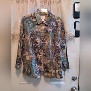 CJ Banks Blue and Green Patterned Jacket